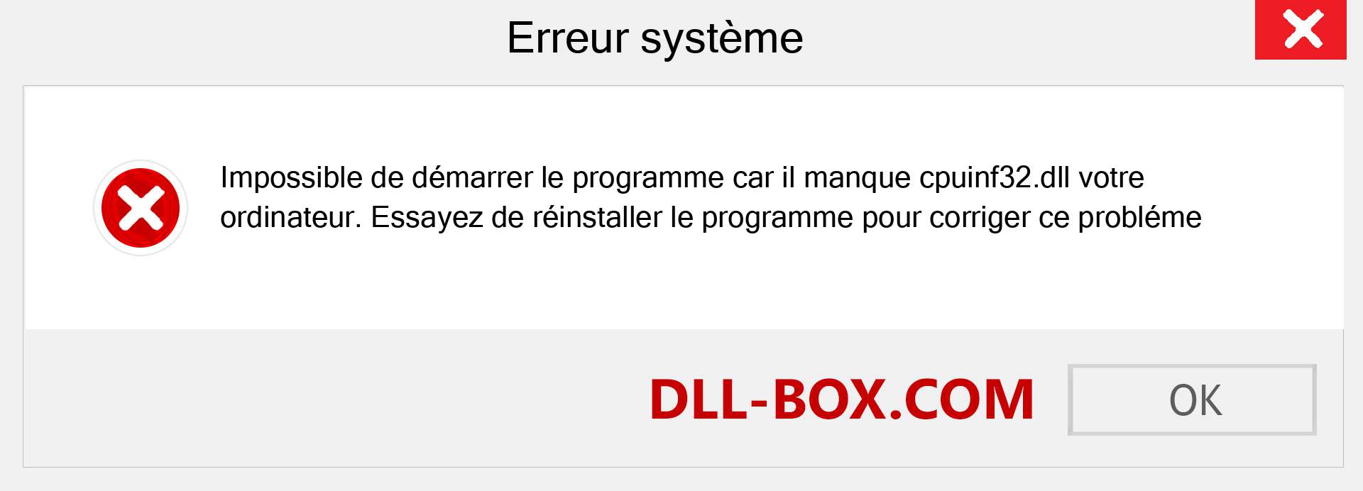 Le fichier cpuinf32.dll est manquant ?. Télécharger pour Windows 7, 8, 10 - Correction de l'erreur manquante cpuinf32 dll sur Windows, photos, images